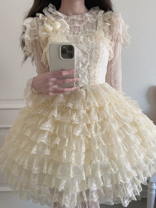 Sweet Apricot Lolita Princess Dress JSK Suspender Short Skirt Sweet Apricot Lolita Princess Dress JSK Suspender Short Skirt