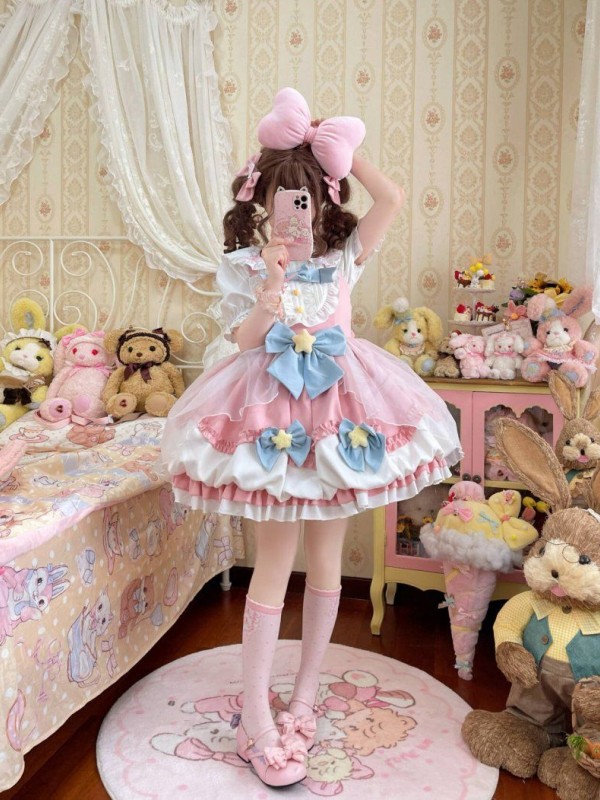 Pink Sweet Lolita Dress JSK Suspender Bud Dress Pink Sweet Lolita Dress JSK Suspender Bud Dress