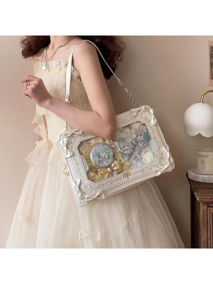 Retro PU Transparent Frame Messenger Bag