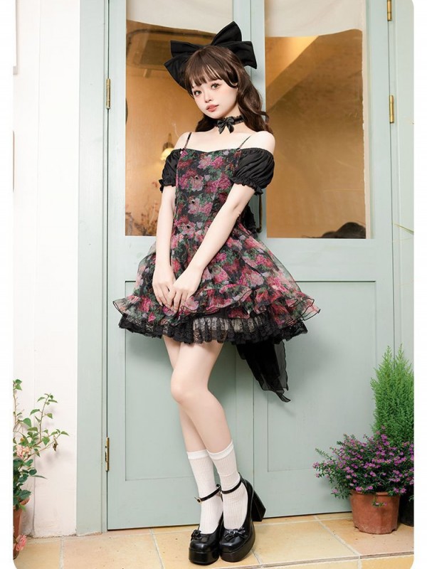 Sweet Floral OP Lolita Suspender Dress Sweet Floral OP Lolita Suspender Dress