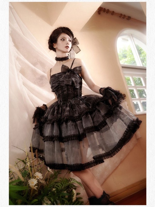 Sweet Gothic Bow JSK Suspender Dress Sweet Gothic Bow JSK Suspender Dress