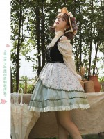 Fresh Country Style Embroidery Print JSK Suspender Skirt Fresh Country Style Embroidery Print JSK Suspender Skirt