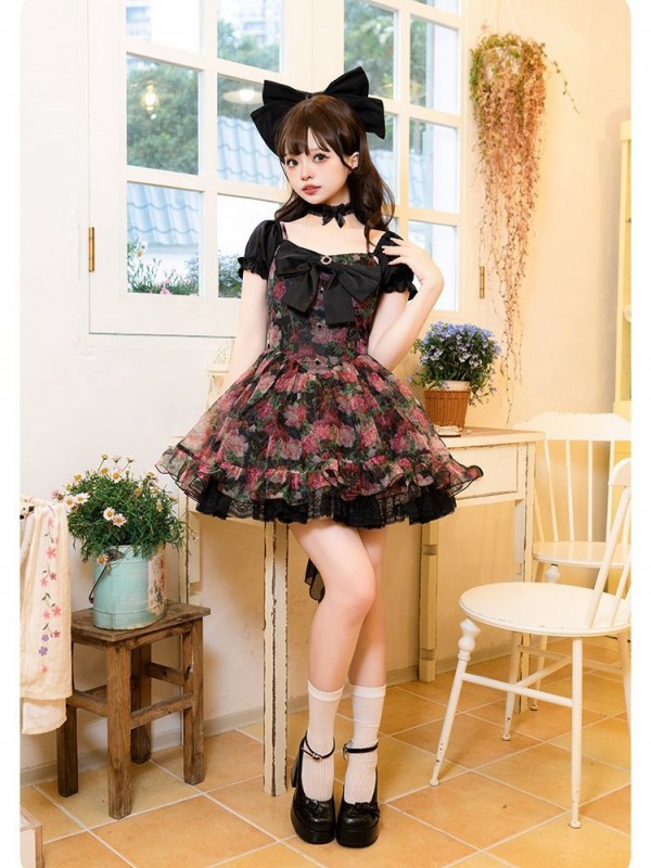 Sweet Floral OP Lolita Suspender Dress Sweet Floral OP Lolita Suspender Dress