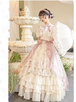 Sweet Edwardian Neckline Bluebell Print OP Lolita Dress Sweet Edwardian Neckline Bluebell Print OP Lolita Dress