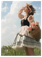 Fresh Country Style Embroidery Print JSK Suspender Skirt Fresh Country Style Embroidery Print JSK Suspender Skirt