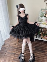 Black Lolita Ballet Style Bride JSK Suspender Dress Black Lolita Ballet Style Bride JSK Suspender Dress