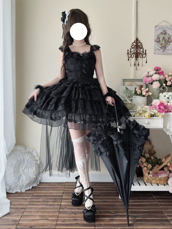Black Lolita Ballet Style Bride JSK Suspender Dress Black Lolita Ballet Style Bride JSK Suspender Dress