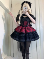 Red Lolita Dress Dark JSK Suspenders Red Lolita Dress Dark JSK Suspenders