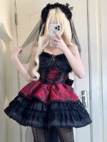 Red Lolita Dress Dark JSK Suspenders Red Lolita Dress Dark JSK Suspenders