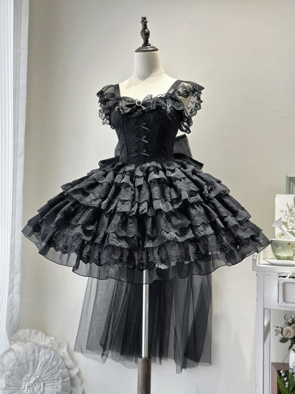 Black Lolita Ballet Style Bride JSK Suspender Dress Black Lolita Ballet Style Bride JSK Suspender Dress