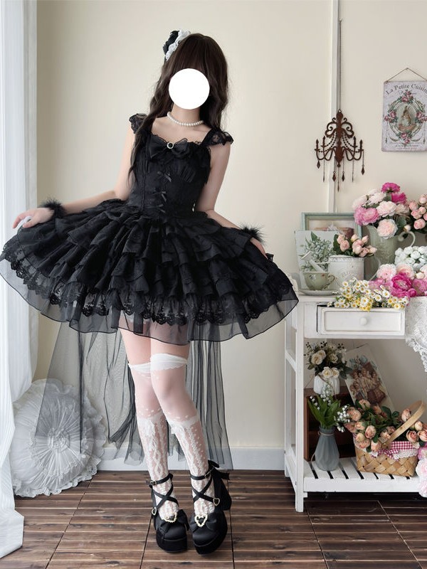 Black Lolita Ballet Style Bride JSK Suspender Dress Black Lolita Ballet Style Bride JSK Suspender Dress