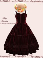 Retro Lolita Double Drawstring Elegant Velvet JSK Suspender Skirt Retro Lolita Double Drawstring Elegant Velvet JSK Suspender Skirt