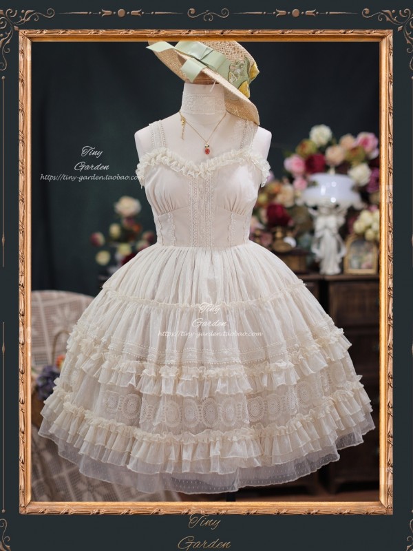 Sweet French Retro Lolita Elegant JSK Suspender Short Dress Sweet French Retro Lolita Elegant JSK Suspender Short Dress