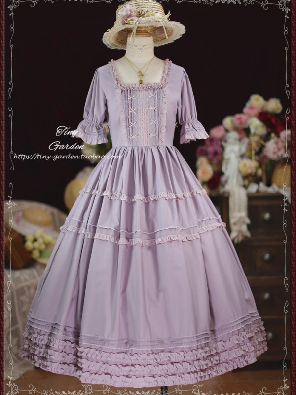 Purple Sweet Elegant Bow French Girl Lolita Square Collar OP Purple Sweet Elegant Bow French Girl Lolita Square Collar OP