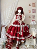 Red Long Lolita Skirt Sweet And Elegant JSK Suspender Dress Red Long Lolita Skirt Sweet And Elegant JSK Suspender Dress