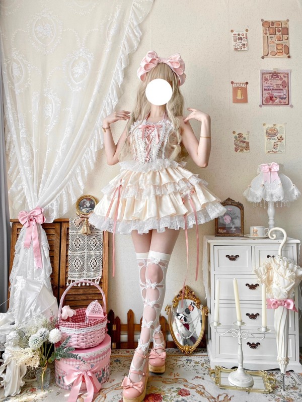 Pink Sweet Ballet Style Lolita Lace Bra Skirt Set Pink Sweet Ballet Style Lolita Lace Bra Skirt Set