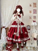 Red Long Lolita Skirt Sweet And Elegant JSK Suspender Dress Red Long Lolita Skirt Sweet And Elegant JSK Suspender Dress