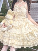 Yellow Sweet Lolita Princess Dress JSK Suspender Dress Yellow Sweet Lolita Princess Dress JSK Suspender Dress