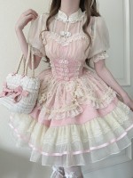 Pink Sweet Ballet Style Lolita Skirt JSK Suspender Dress Pink Sweet Ballet Style Lolita Skirt JSK Suspender Dress