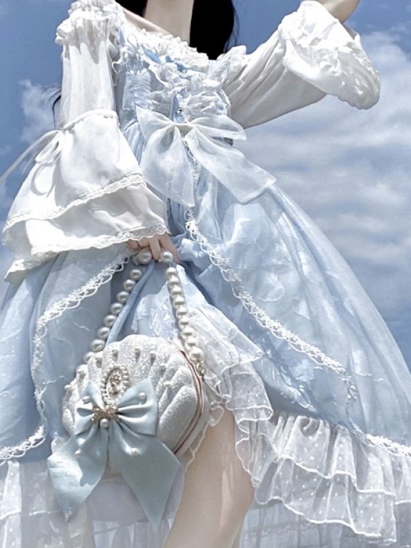 Blue Sweet Lolita Printed Suspender JSK Dress Blue Sweet Lolita Printed Suspender JSK Dress