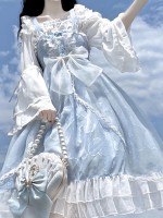 Blue Sweet Lolita Printed Suspender JSK Dress Blue Sweet Lolita Printed Suspender JSK Dress