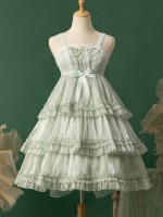 Green Sweet Lolita Skirt JSK Elegant Puffy Skirt Apricot Lolita Suspender Dress Green Sweet Lolita Skirt JSK Elegant Puffy Skirt Apricot Lolita Suspender Dress