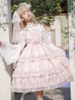 Pink Sweet Lolita Skirt JSK Elegant Puffy Skirt Apricot Lolita Suspender Dress Pink Sweet Lolita Skirt JSK Elegant Puffy Skirt Apricot Lolita Suspender Dress