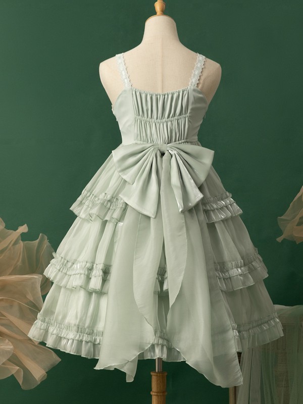 Green Sweet Lolita Skirt JSK Elegant Puffy Skirt Apricot Lolita Suspender Dress Green Sweet Lolita Skirt JSK Elegant Puffy Skirt Apricot Lolita Suspender Dress