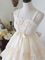 Sweet Lolita Skirt JSK Elegant Puffy Skirt Apricot Lolita Suspender Dress Sweet Lolita Skirt JSK Elegant Puffy Skirt Apricot Lolita Suspender Dress