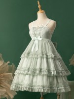 Green Sweet Lolita Skirt JSK Elegant Puffy Skirt Apricot Lolita Suspender Dress Green Sweet Lolita Skirt JSK Elegant Puffy Skirt Apricot Lolita Suspender Dress