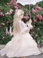 Sweet Lolita Skirt JSK Elegant Puffy Skirt Apricot Lolita Suspender Dress Sweet Lolita Skirt JSK Elegant Puffy Skirt Apricot Lolita Suspender Dress