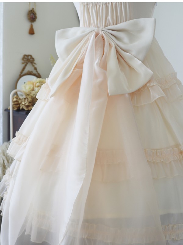 Sweet Lolita Skirt JSK Elegant Puffy Skirt Apricot Lolita Suspender Dress Sweet Lolita Skirt JSK Elegant Puffy Skirt Apricot Lolita Suspender Dress