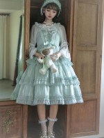 Green Sweet Lolita Skirt JSK Elegant Puffy Skirt Apricot Lolita Suspender Dress Green Sweet Lolita Skirt JSK Elegant Puffy Skirt Apricot Lolita Suspender Dress