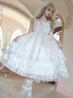 White Sweet Lolita Skirt JSK Elegant Puffy Skirt Apricot Lolita Suspender Dress White Sweet Lolita Skirt JSK Elegant Puffy Skirt Apricot Lolita Suspender Dress