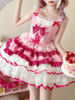 Pink Sweet Lolita Tutu Skirt JSK Suspender Dress Pink Sweet Lolita Tutu Skirt JSK Suspender Dress
