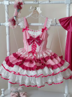 Pink Sweet Lolita Tutu Skirt JSK Suspender Dress Pink Sweet Lolita Tutu Skirt JSK Suspender Dress