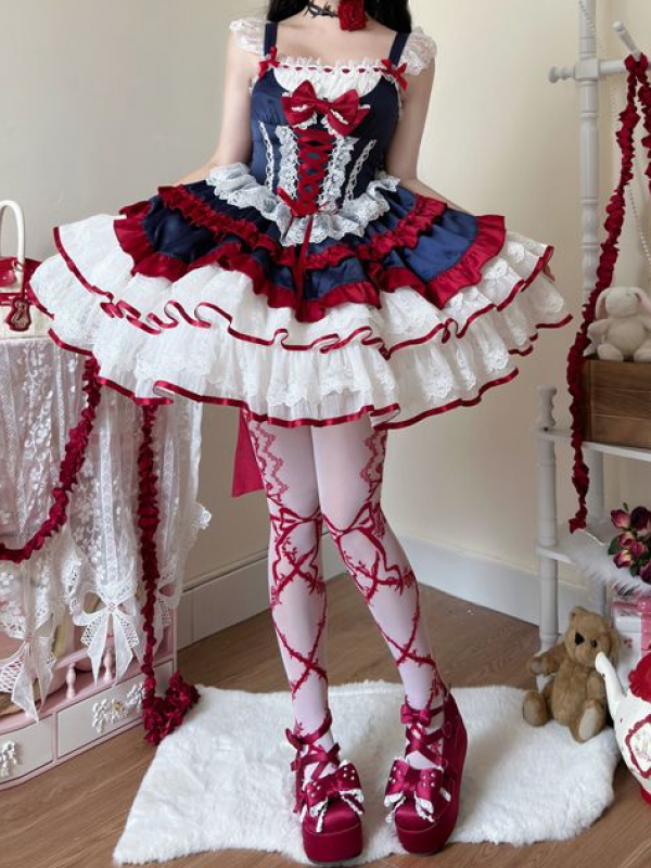 Blue Sweet Lolita Tutu Skirt JSK Suspender Dress Blue Sweet Lolita Tutu Skirt JSK Suspender Dress