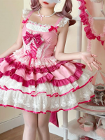 Pink Sweet Lolita Tutu Skirt JSK Suspender Dress Pink Sweet Lolita Tutu Skirt JSK Suspender Dress