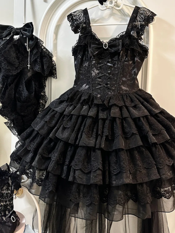Black Lolita Ballet Style Bride JSK Suspender Dress Black Lolita Ballet Style Bride JSK Suspender Dress