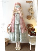 Sweet Fungus Satin Lace Cotton Loose JSK Suspender Dress Sweet Fungus Satin Lace Cotton Loose JSK Suspender Dress