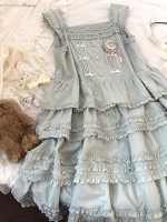 Sweet Fungus Satin Lace Cotton Loose JSK Suspender Dress Sweet Fungus Satin Lace Cotton Loose JSK Suspender Dress