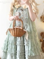 Sweet Fungus Satin Lace Cotton Loose JSK Suspender Dress Sweet Fungus Satin Lace Cotton Loose JSK Suspender Dress