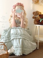 Sweet Fungus Satin Lace Cotton Loose JSK Suspender Dress Sweet Fungus Satin Lace Cotton Loose JSK Suspender Dress