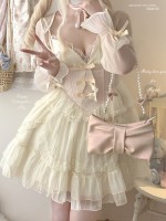 Sweet Lolita Bow Jacquard Retro Suspender Puffy Dress Sweet Lolita Bow Jacquard Retro Suspender Puffy Dress