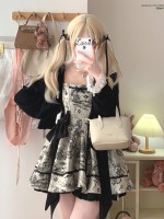 Sweet Gothic Jacquard Retro Bowknot Suspender Dress Sweet Gothic Jacquard Retro Bowknot Suspender Dress