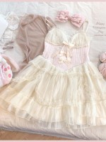 Sweet Lolita Bow Jacquard Retro Suspender Puffy Dress Sweet Lolita Bow Jacquard Retro Suspender Puffy Dress