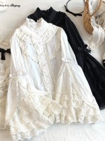 Vintage Cotton Sleeve Layered Ruffle Lace Blouse Vintage Cotton Sleeve Layered Ruffle Lace Blouse