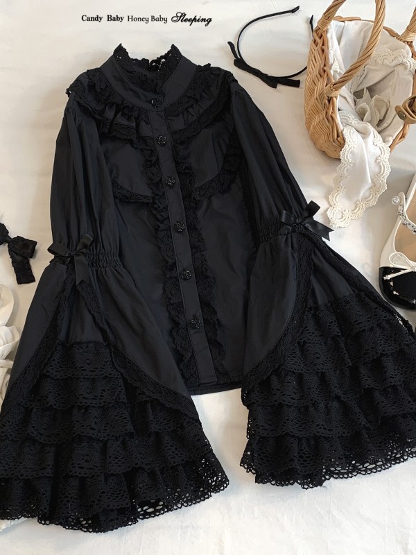 Vintage Cotton Sleeve Layered Ruffle Lace Blouse Vintage Cotton Sleeve Layered Ruffle Lace Blouse