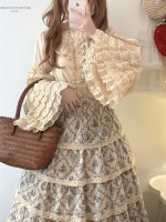 Vintage Cotton Sleeve Layered Ruffle Lace Blouse Vintage Cotton Sleeve Layered Ruffle Lace Blouse