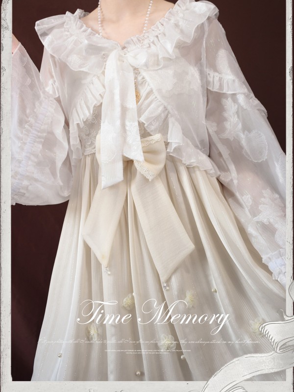 Cute Lolita Chiffon Lantern Sleeve Bow Cardigan Jacket Cute Lolita Chiffon Lantern Sleeve Bow Cardigan Jacket